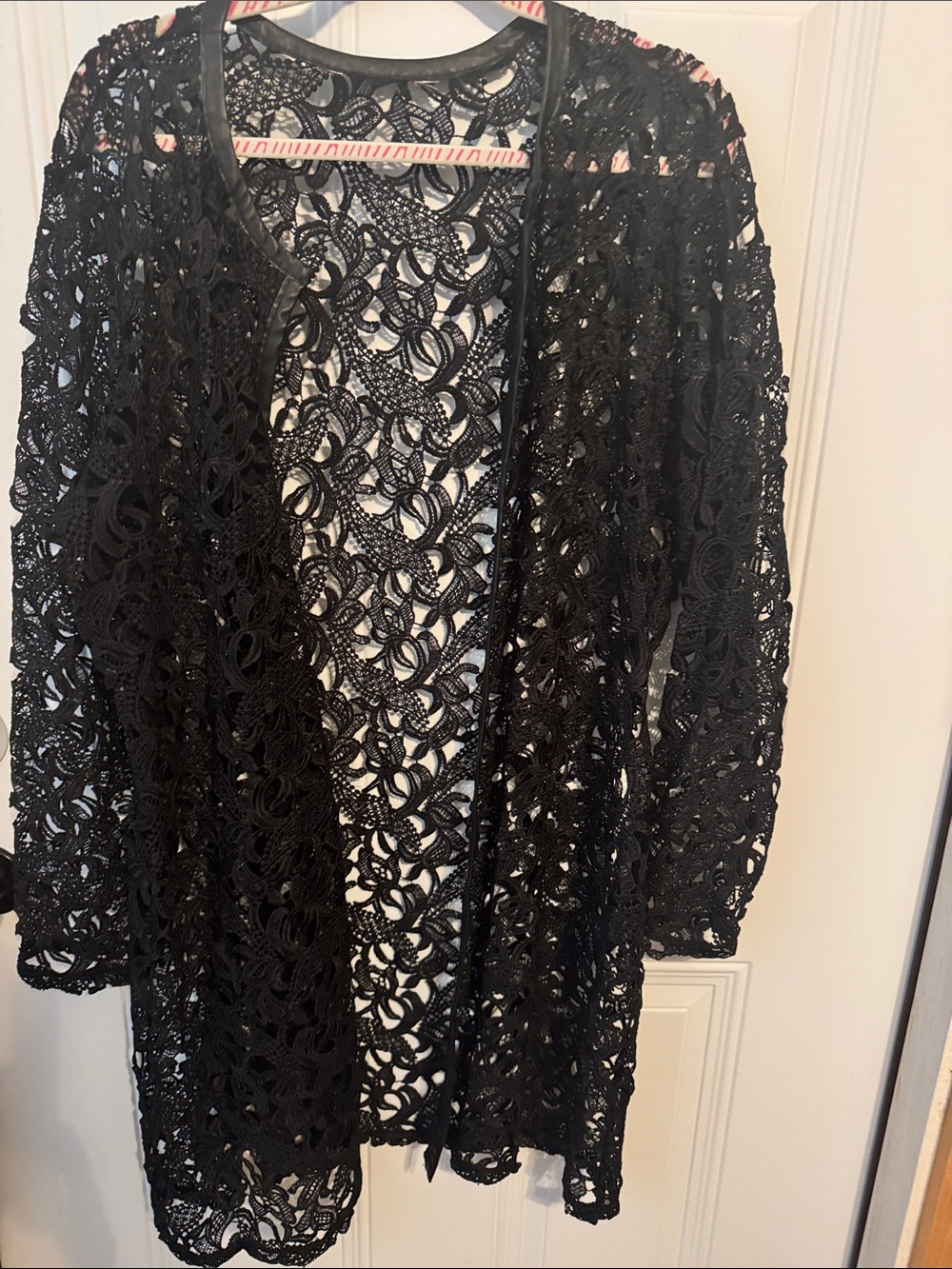 Black Crochet Lace Open Cardigan
